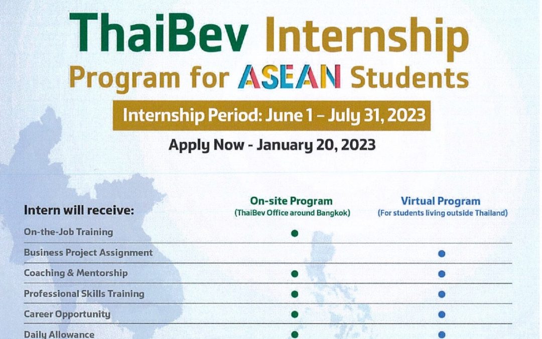 Thai Beverage Internship Program and Thai Beverage Group Career Journey in ASEAN 2023